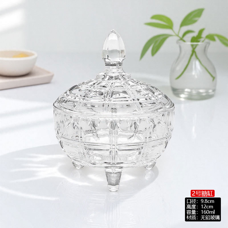Tazón de cristal con tapa, vaso alto de cristal, tarro para dulces, plato para frutas, azucarero, plato pequeño para frutas, estilo europeo de lujo de alta gama.