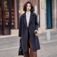 2025秋冬新款双面羊毛呢大衣女双排扣时尚宽松女式毛呢外套ME752