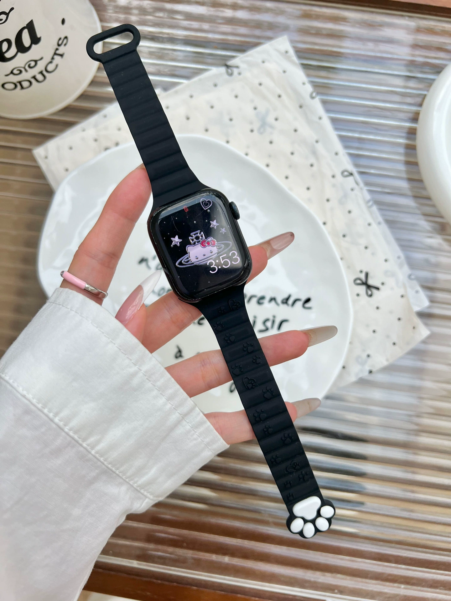Милый трёхмерный котик коготь силиконовый ремешок для часов подходит к Apple Watch с поколением watch SE женщины