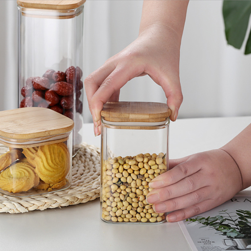 240g Weight Storage Container Box Storage & Cleaning -- Quantity Simple Style Solid Color Wood Glass Storage Container Box