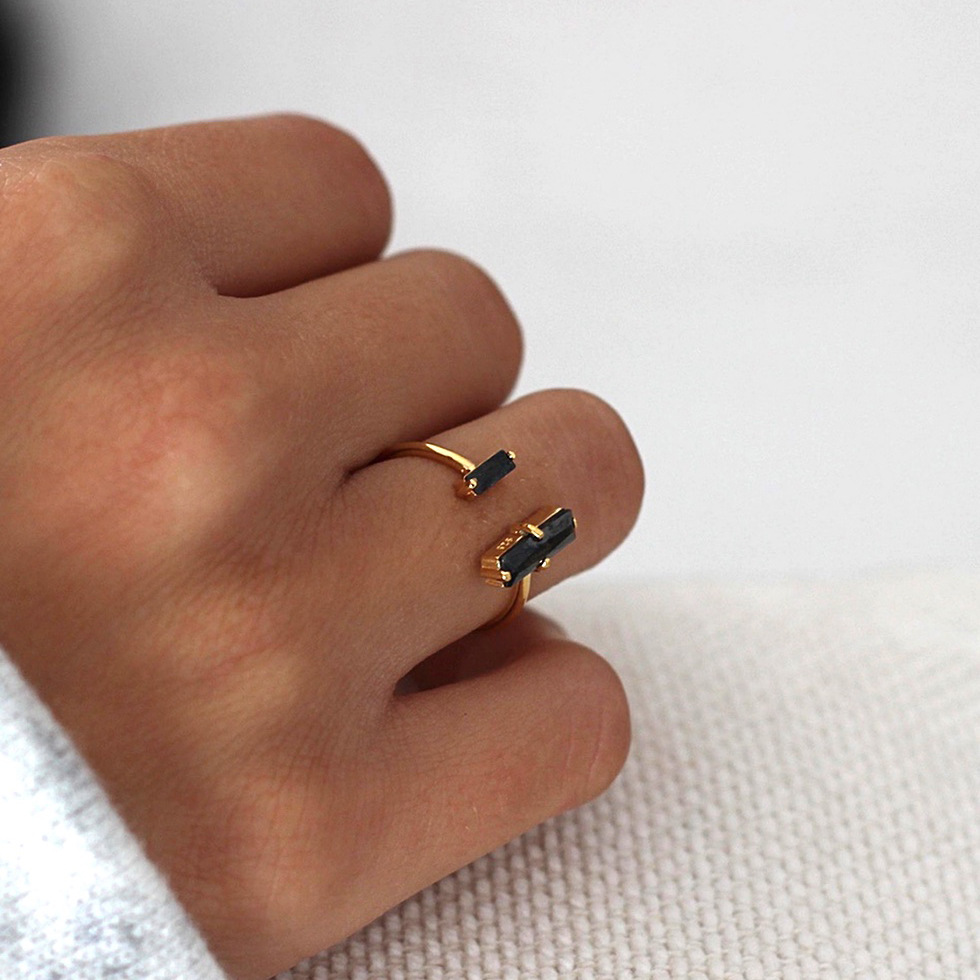 1 Piece Quantity Daily Occasion 925 Sterling Silver Agate Geometric Open Rings 925 Sterling Silver Rings