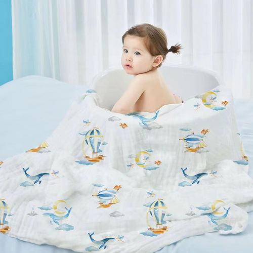 Baby bath towels, air conditioning blankets, baby wraps, soft newborn blankets, spring and summer cotton gauze coverings, baby bath towels