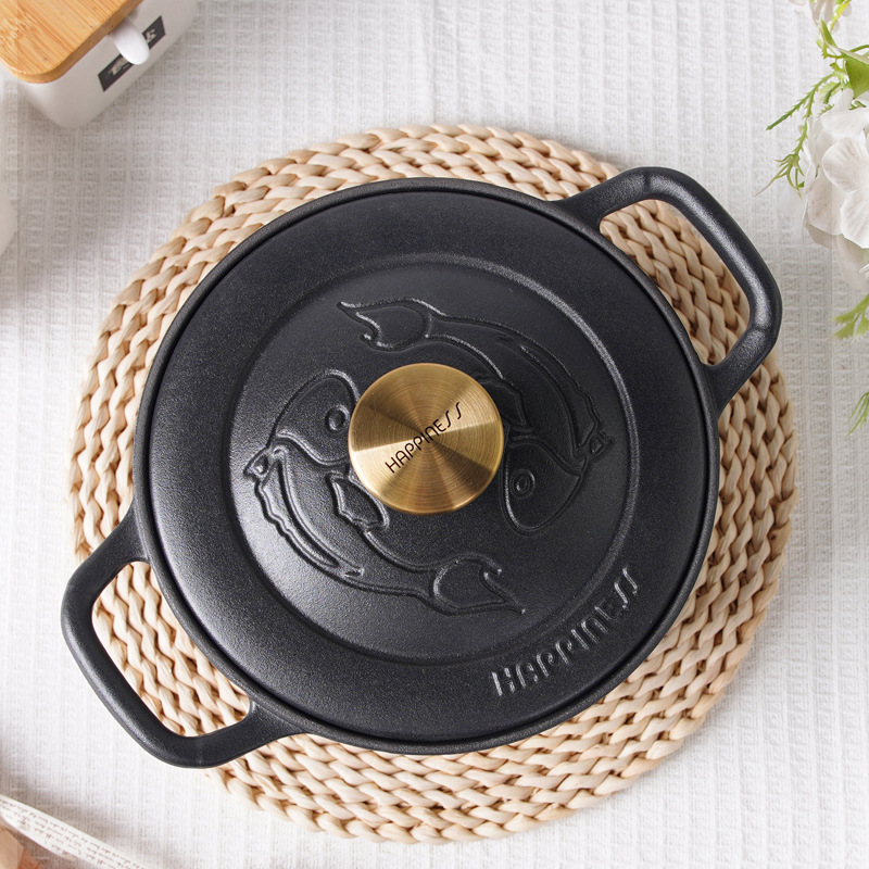 Pequeña felicidad hierro fundido cocina de arroz de carpa Koi cocina de arroz multifuncional casera cocina de arroz sin recubrimiento antiadherente cocina