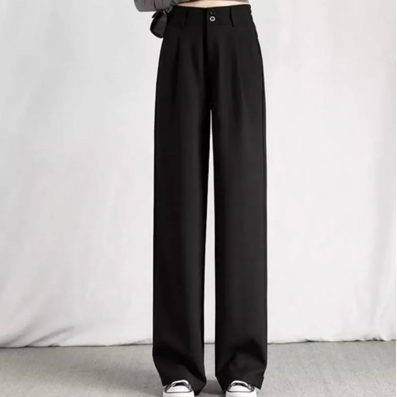 Pantalones de traje de alto nivel de color café para mujeres verano delgado 2026 nuevo cintura alta hielo fresco pantalones de piernas anchas image 5