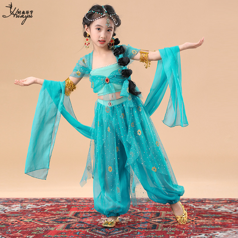 Dunhuang Feitian Dance Performance Costume for Children, Hanfu Ancient Style, Western Princess Exotic Style Performance Outfit for Girls