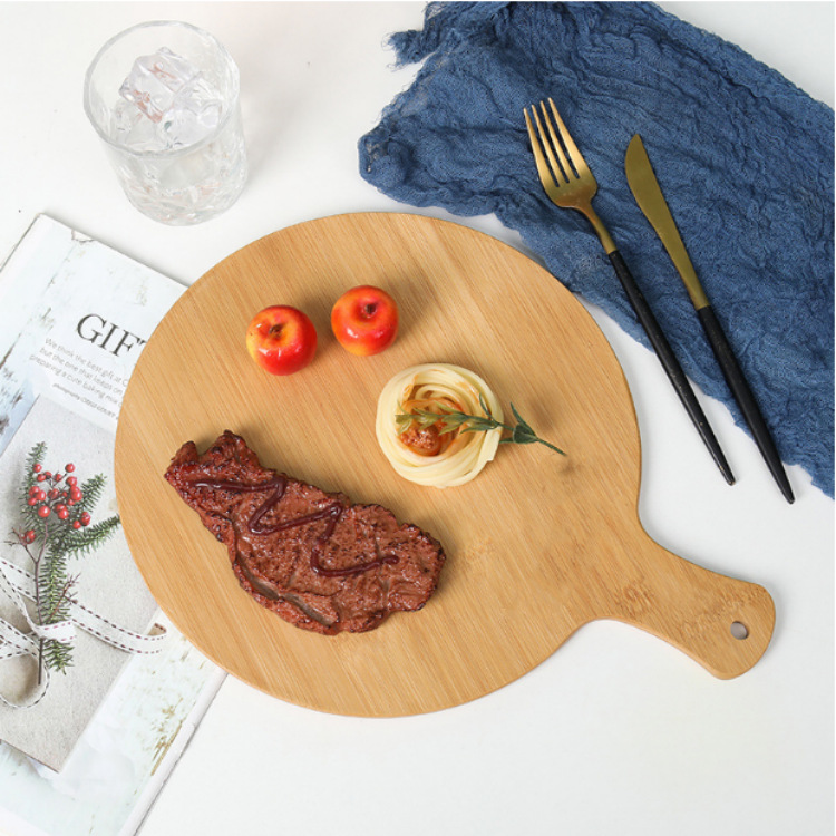 Pizza de bambú bandeja de madera Placa de pizza bandeja de sushi pizza bandeja de hornear bandeja de madera Placa de pizza Placa de carne