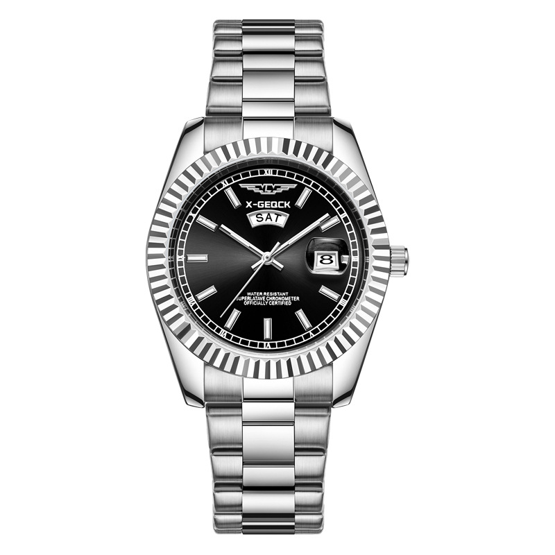 Foreign Trade Classic Watch Men's Steel Belt Waterproof Casual Double Calendar Automatic Luminous Waterproof Simple Swiss Quartz