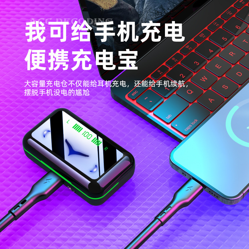 Nuevo E10 e-sports juego auricular pantalla de visualización digital de energía móvil con luz de respiración auricular entrega de una sola pieza