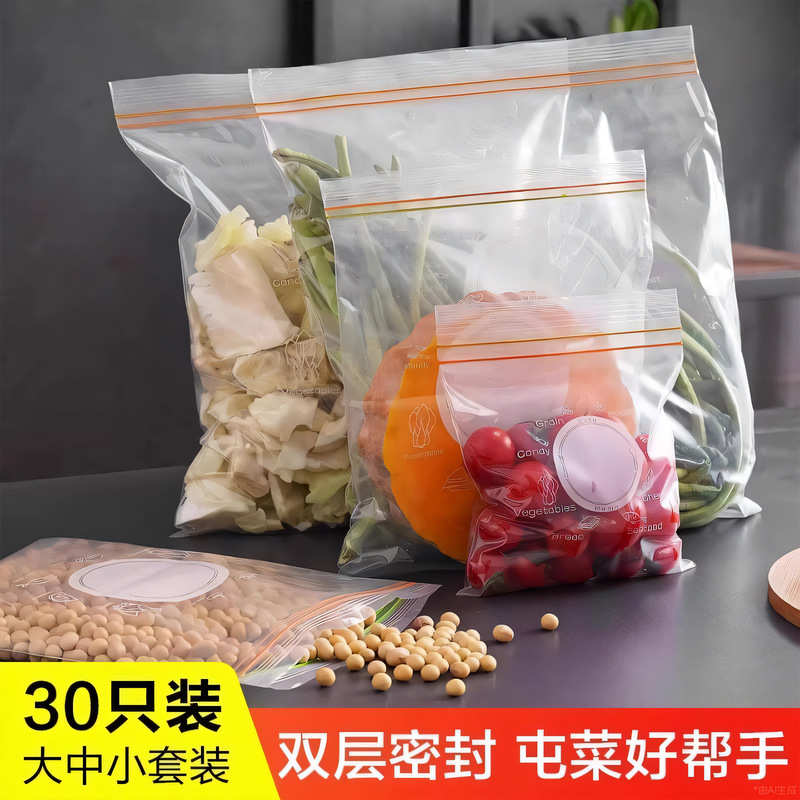 密封袋食品级冰箱收纳分装袋子坚果自封加厚塑封袋拉链保鲜袋家用|undefined
