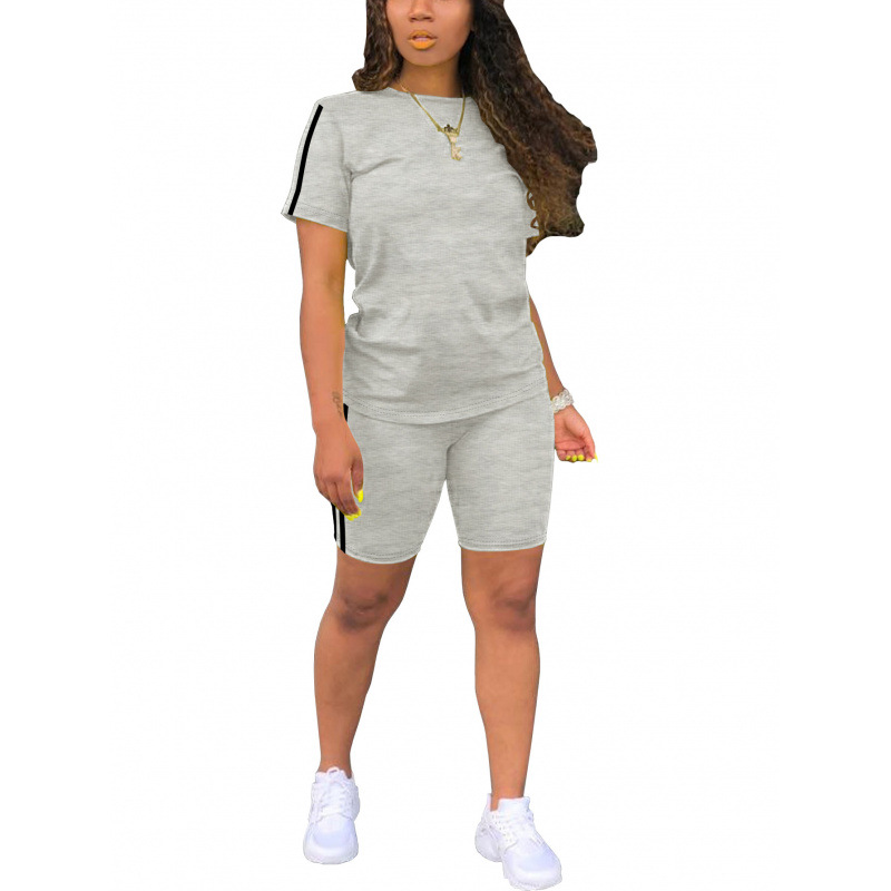 Dameskleding Zomer Dames Top en Shorts Set met Patch Ronde Hals Korte Mouwen Stijl Geschikt voor Formeel & Casual Voor Dames_voghion.com