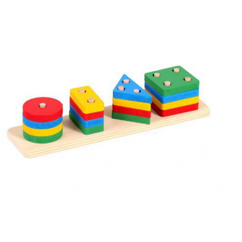 Деревянные геометрические бусины, башня для малыша, игрушка