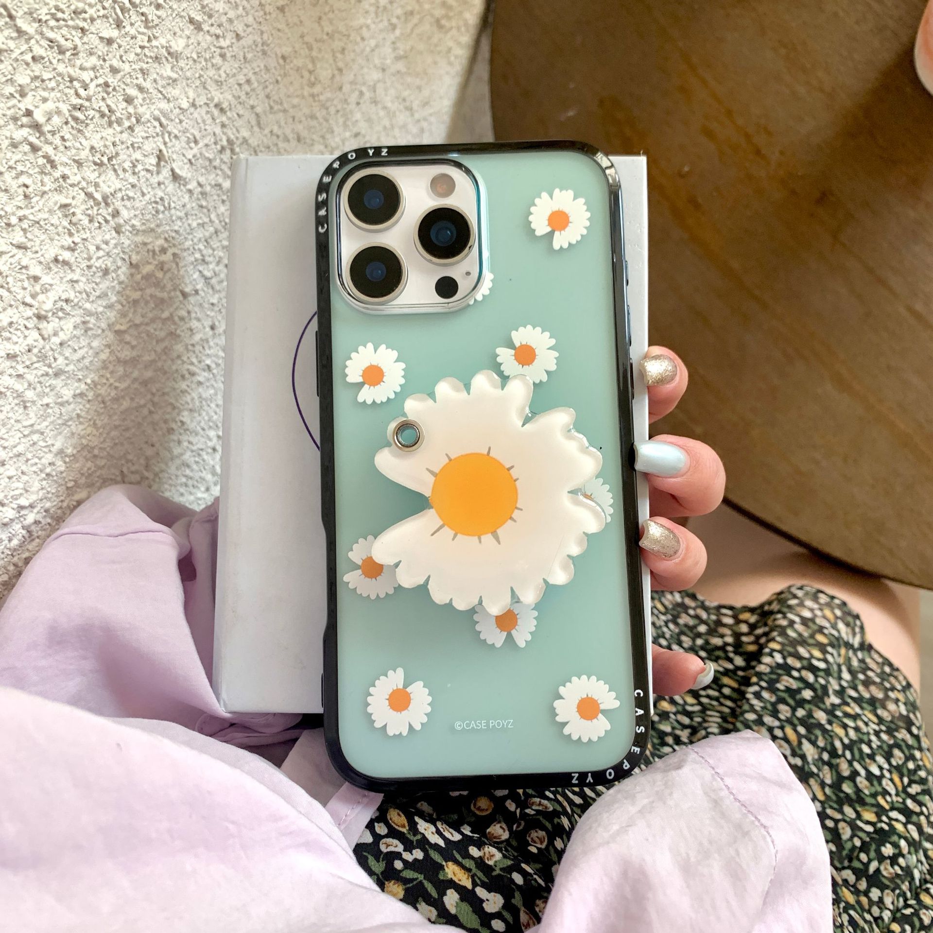 Pequeñas flores frescas y simples para Apple 16ProMax funda para teléfono 15Pro soporte 14/13 menta verde 15PM