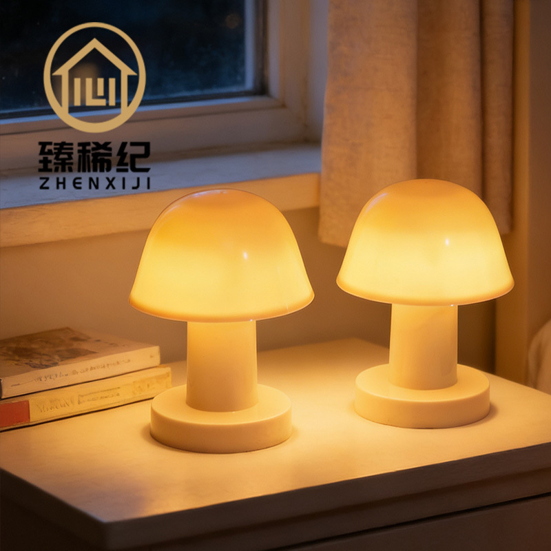 Lámpara de noche de hongos creativos retro francesa lámpara de mesa de cabecera de la cama decoración de la habitación acogedora decoración de la mesa