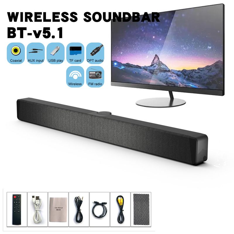 Cross-border new folding creative audio BS-53 long sound heater Echo Wall desktop computer TV Bluetooth speaker