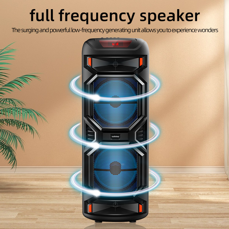 BK-1218 doble 12 pulgadas al aire libre Altavoz Bluetooth cuadrado danza alta potencia 30W Tarjeta de fiesta en casa karaoke audio