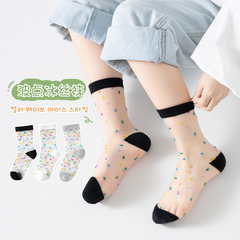 2024貝絲芯兒童襪子春夏薄款中筒棉襪波點冰絲襪韓版潮流童襪批發