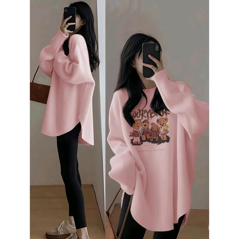 Autumn and winter with shark pants top brushed velvet lining bottoming shirt long long sleeve t-shirt women