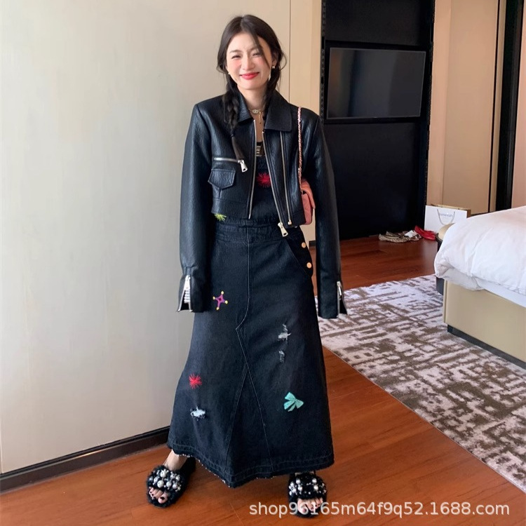 黑色皮衣外套女春季新款小个子双拉链设计感甜辣机车pu短款夹克潮