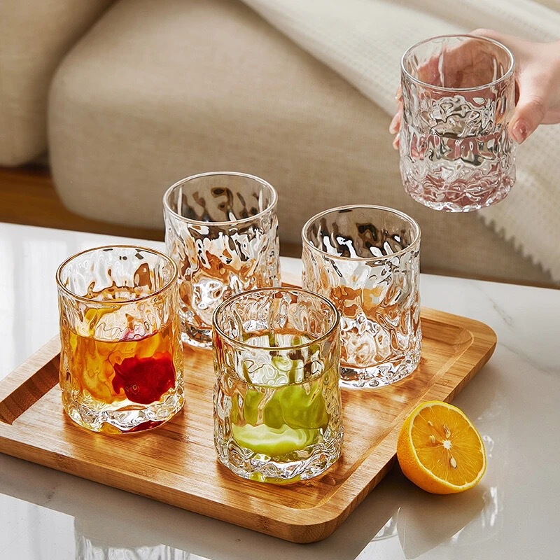 氷河ガラスカップ ジュースカップ 家庭用 ウイスキーカップ 水カップ リビングルーム用 ドリンクカップ ビールカップ ティーカップ 氷河模様|undefined