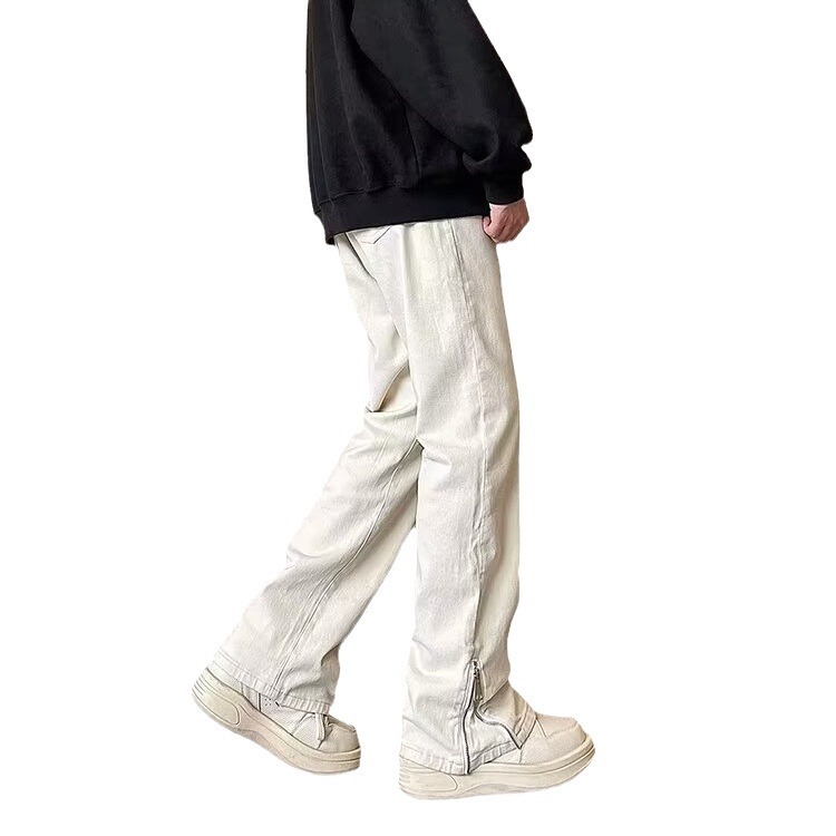 2024 nuevo estilo americano vibe pantalones callejeros marca de moda shuai jeans blancos pantalones delgados rectos