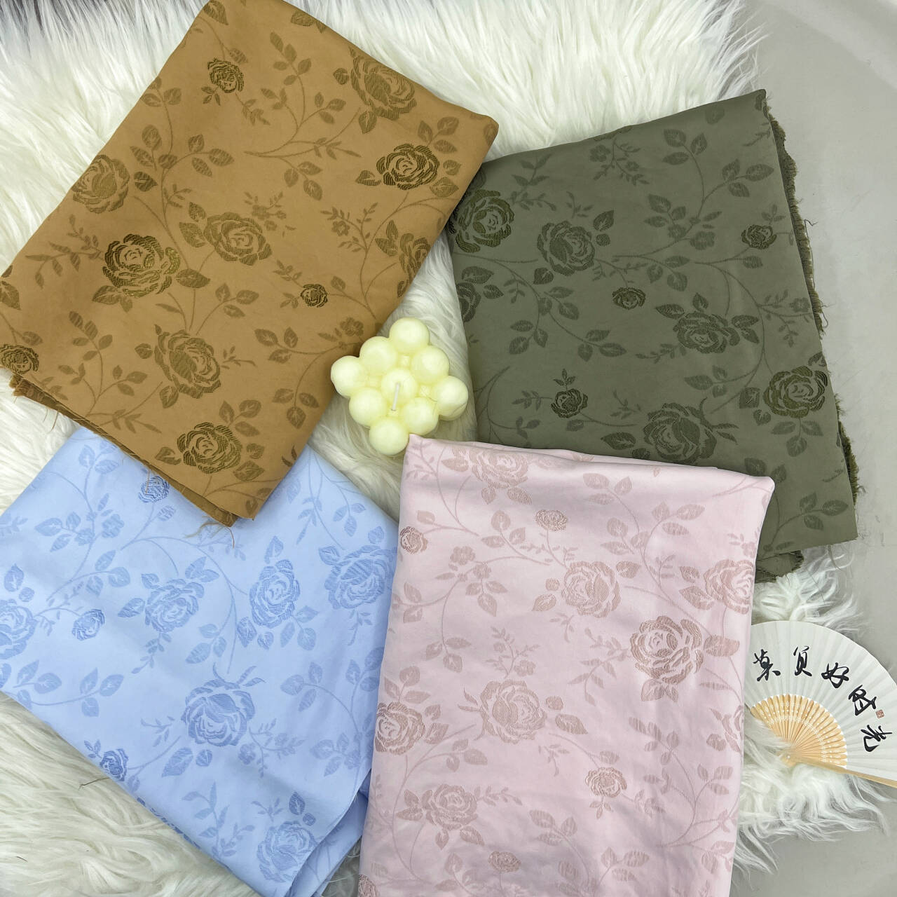 新中式国风唐装旗袍礼服人丝棉提花面料箱包鞋帽睡衣裙设计师布料