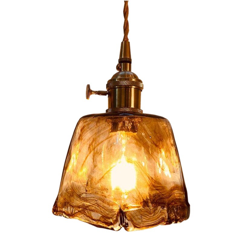 Nordic Retro estilo Japonés de latón araña de cristal B & B Bar restaurante dormitorio lámpara de noche personalidad creativa pequeña araña