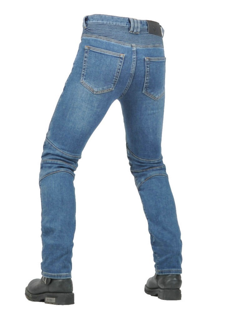 VOLERO Wo Lei Gong Pantalones de ciclismo de motocicleta Hombres y mujeres Pantalones de mezclilla Harley de motocicleta anti-caída de cuatro estaciones para protección de silicona