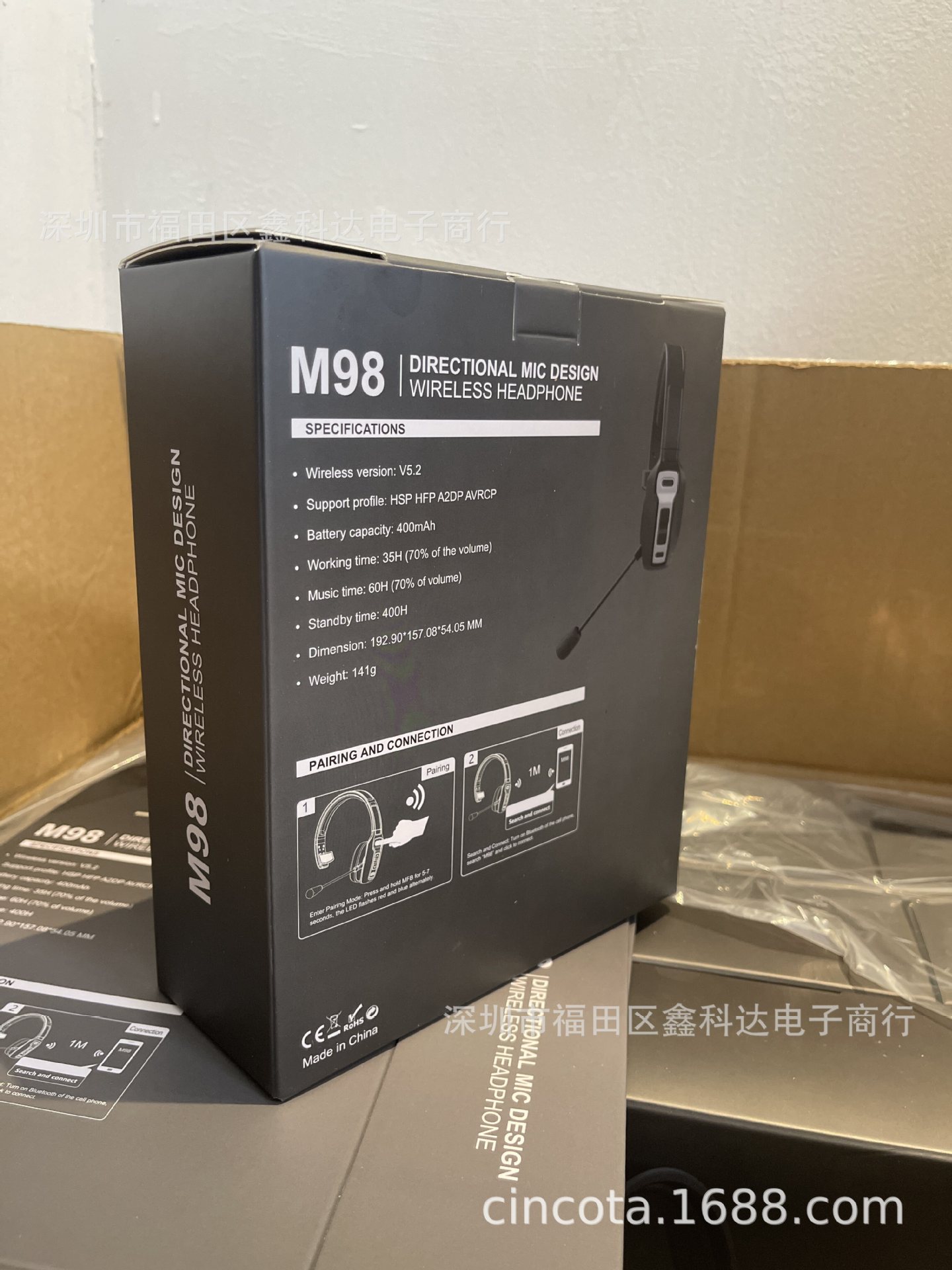 Wholesale M98 Car Bluetooth Hands-Free Headset Wireless Call Noise Reduction Driving Headset Head-Mounted Car Cross-Border