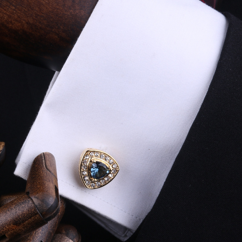 French Cufflinks Cufflinks Men's Golden Crystal Cufflinks Nails Shirt Links Cufflinks Unisex