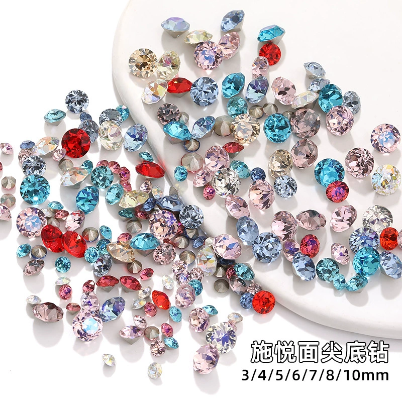 Популярные стразы Shiyue, восьмигранная огранка, с заостренной задней частью, 4/6/8 мм, для одежды, многофасонные, ручной работы, из стекла