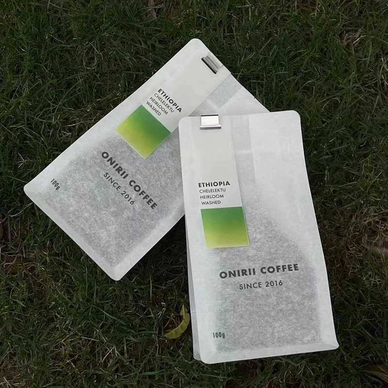 柔印白棉纸气阀咖啡豆袋 表印宣纸半磅八边封咖啡袋