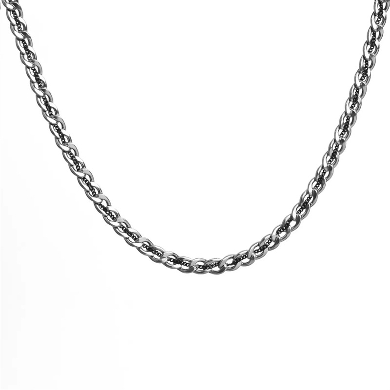 Collier cubain original pour homme, style européen et américain, en acier titane, design niche, chaîne clavicule, style hip-hop_voghion.com