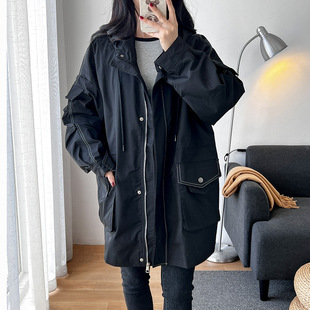 5712 Korean style loose coat chubby girl plus size wearable women's clothing fat girl autumn and winter casual top fashion