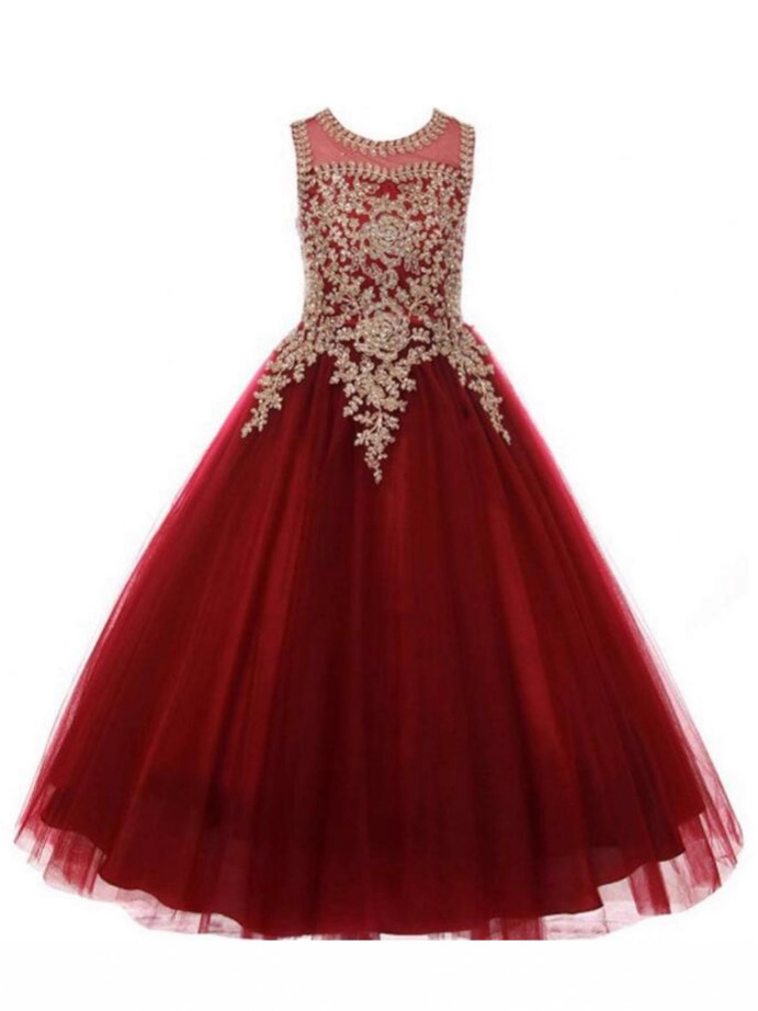 Niñas transfronterizas encaje caliente diamante vestido de princesa sin mangas vestido de niños espectáculo de cumpleaños desfile anfitrión vestido de prenda