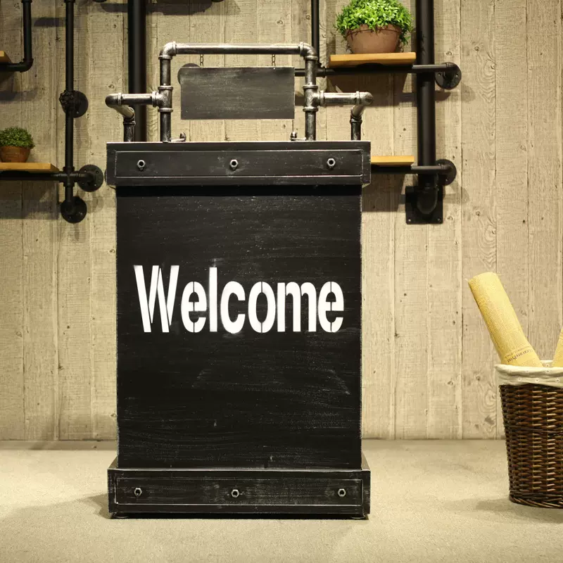 美式复古收银台网红小型服装店铁艺柜台理发店酒吧前台迎宾接待台