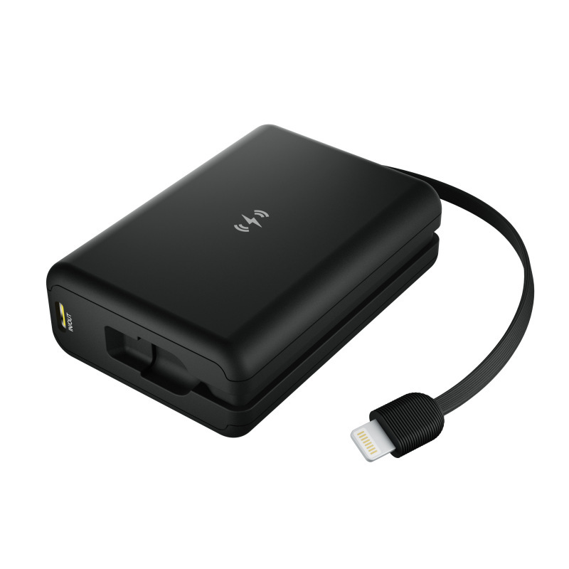 PD45W 10000mAh digital display fast-charging cross-border power bank with built-in cable and wireless charging for mobile phones