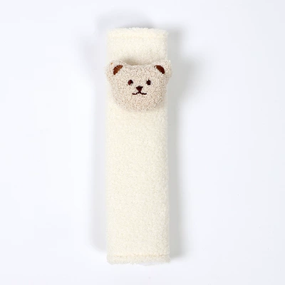 Car Safety Belt Protective Cover Lamb Velvet Car Anti-Leber Safety Belt Shoulder Pad Cartoon Bear Shoulder Pad (Seat belt shoulder pad) - lamb-fleece-white-shoulder-pad-three-dimensional-beige-bear-head