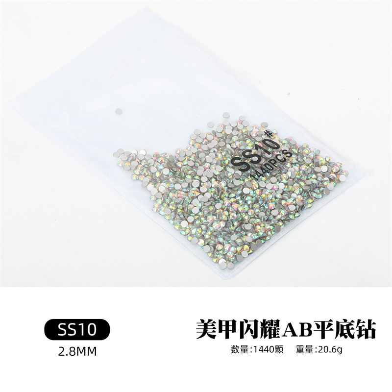 Accesorios de uñas diamante plano transparente AB diamante uñas taladro DIY decoraciones oro inferior plata inferior calidad rhinestone color mezclado diamante