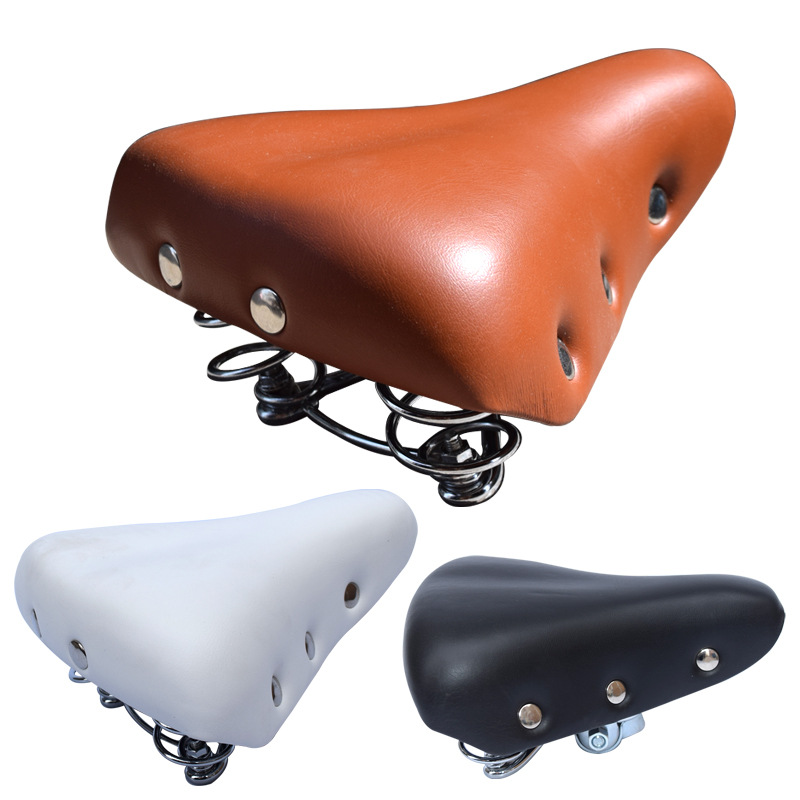 Retro Bicycle Saddle Seat Cushion Urban Commuting Japanese Car Leisure Car Seat Rivet Folding Seat Cushion