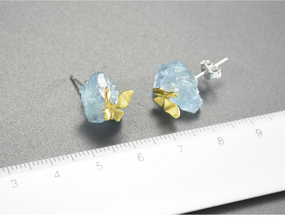 Irregular, Butterfly Pattern 1 Pair Ig Style Sweet Irregular Butterfly Plating Inlay Sterling Silver Gem Ear Studs