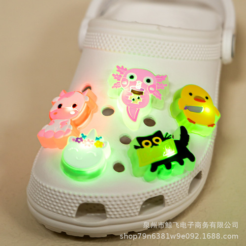 Hole shoes accessories LED flashing light electronic shoe pattern shoe buckles garden shoes shoes top lighting hole bag accessories shining light