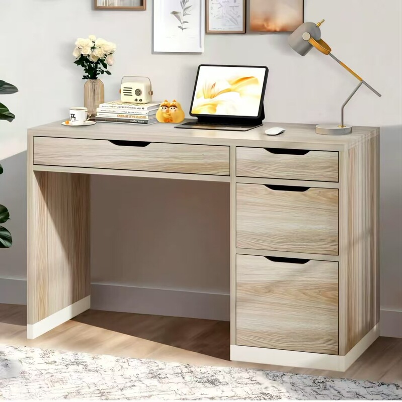 Cross-Border E-Commerce Export White Desk with Drawers, Computer Desk with File Drawers, with Storage