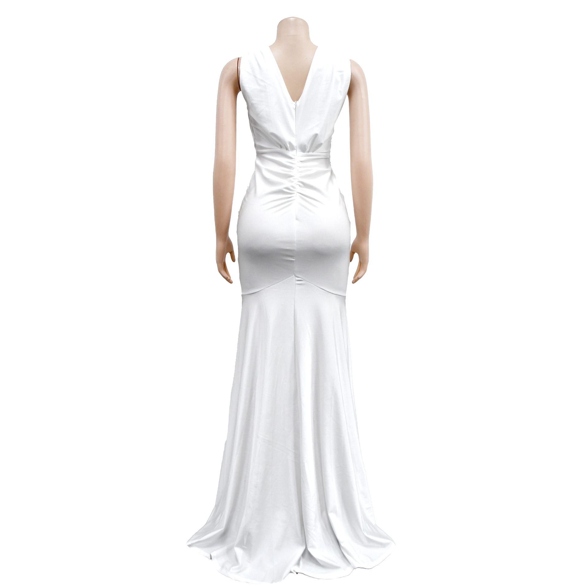 Abito lungo donna scollo a v plissettato elegante da sera_voghion.com