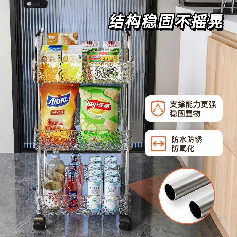 Aperitivos de acrílico Estante de carro Estante de almacenamiento de varias capas para baño Estante de artículos diversos para baño de cocina extraíble