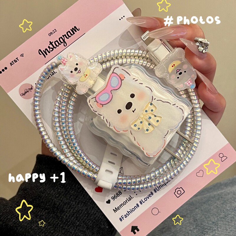 20W Data Cable Protective Cover Suitable for Apple 16 15 Charger iPhone Mobile Phone iPad Cute Cartoon Puppy