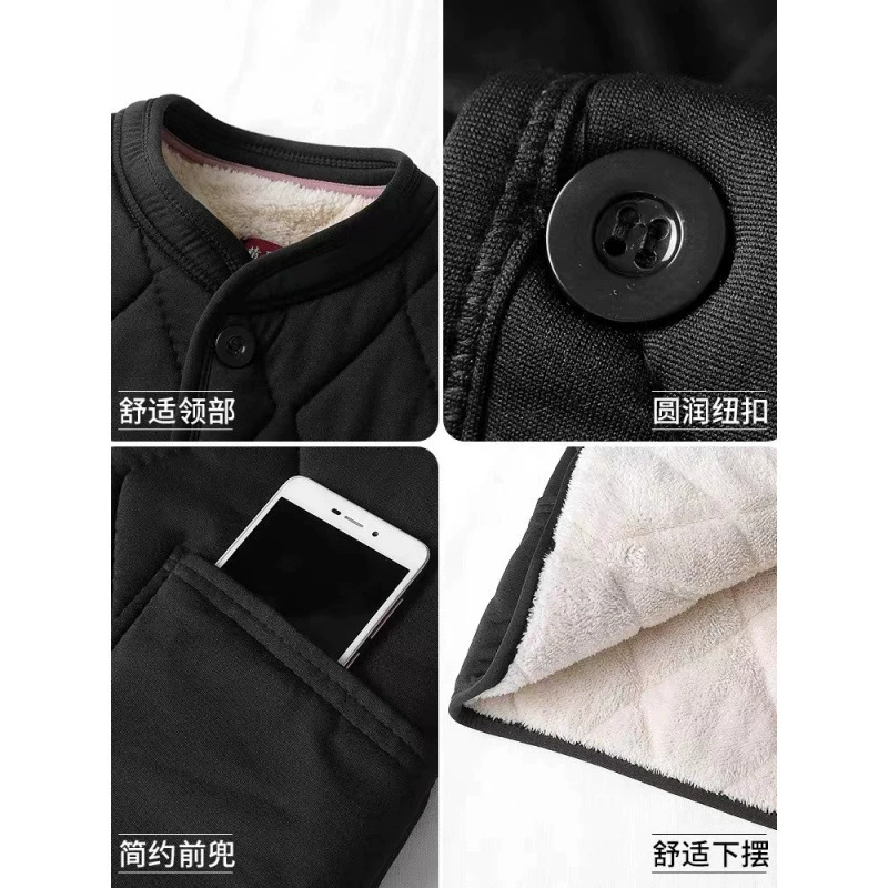 Men's set for elderly, trousers, velvet down jacket, for middle age