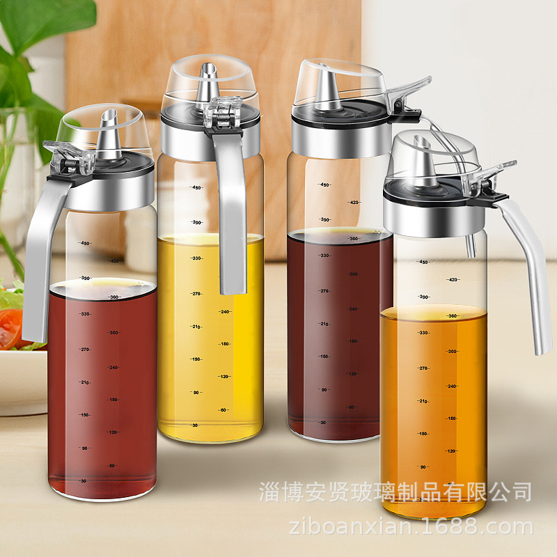 Olla de aceite de vidrio botella de aceite resistente al calor tanque de aceite resistente a altas temperaturas hogar salsa grande y olla de vinagre botella de condimento a prueba de fugas cocina de gran capacidad