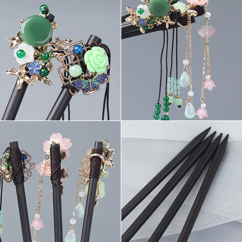 Китайская заколка для волос с tassels, аксессуар для волос, зажим для волос, деревянная Ханьфу, чонсам, китайский стиль, стиль высокого качества