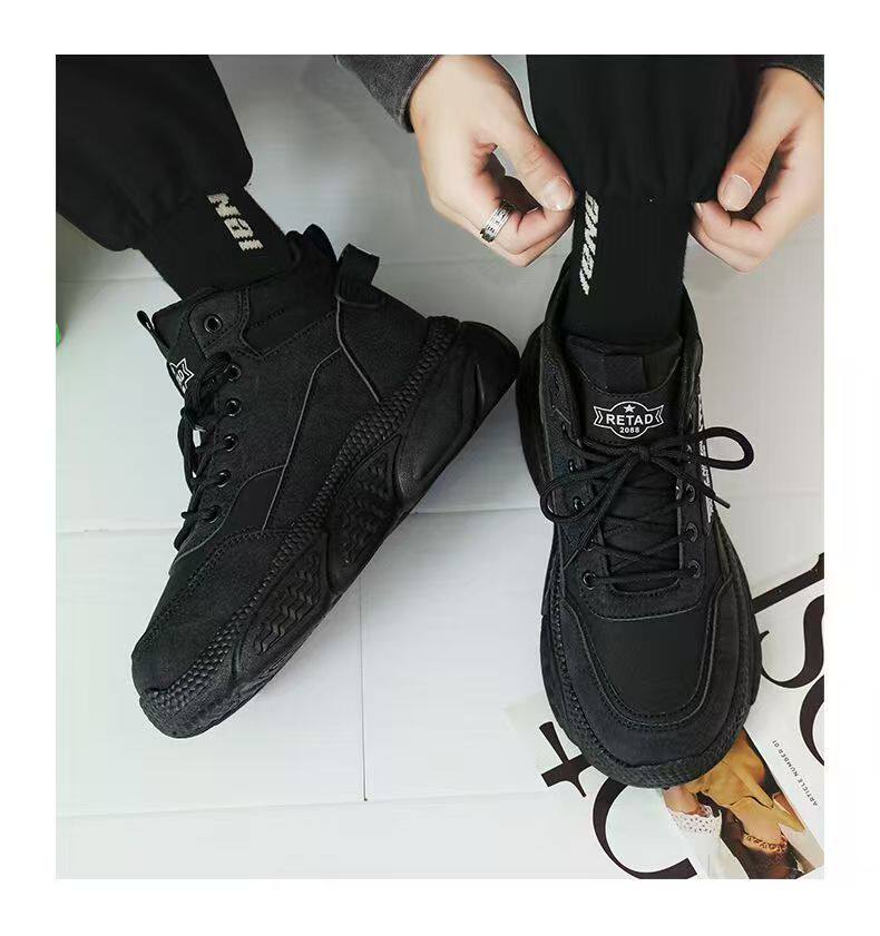 Giày bốt Martin nam cổ cao phong cách retro, đế cao 3 cm, buộc dây phía trước — K807 Kaki, K807 màu xám, K807 màu đen chi tiết 25