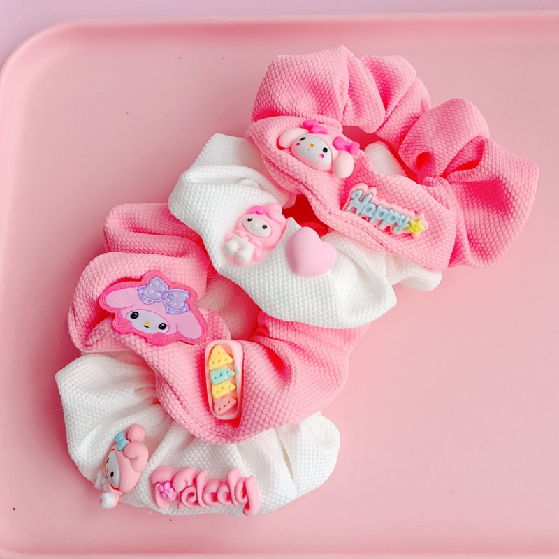 Dibujos animados ins colorido intestino grueso anillo de pelo Melody cabeza cuerda waffle todo partido cabeza cuerda Sanrio chica accesorios para el cabello